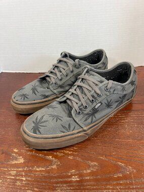 Vans Ultracush Pro Low-Top Skate Shoes US 13 Mens Gray Cannabis Leaf Pattern